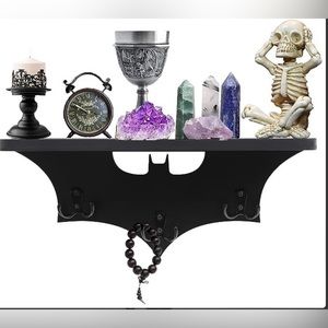 1pc Black Bat Shelf Gothic Bedroom Shelf